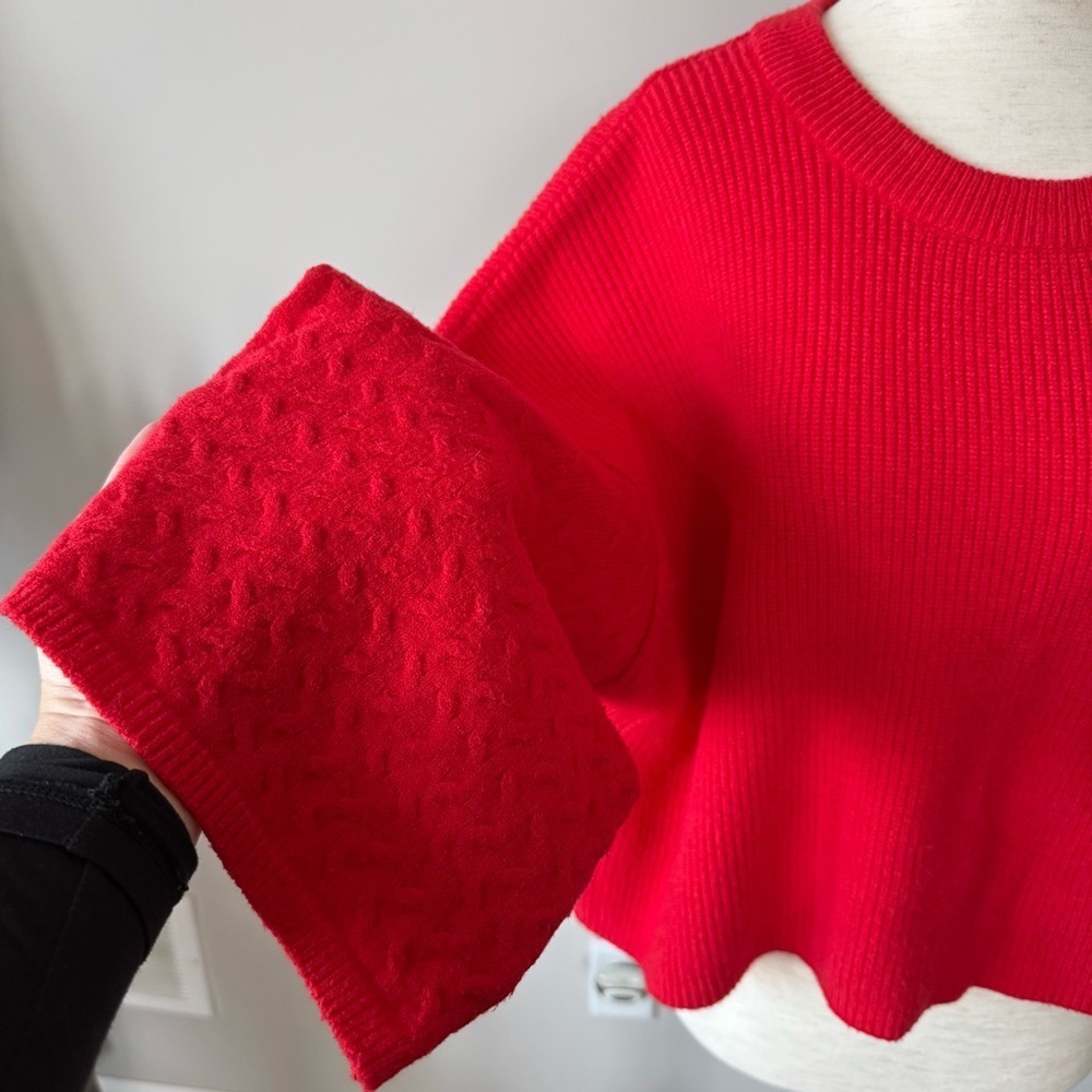 Jack by BB Dakota Boxy Poppy Red In The Mix Stitch Slightly Cropped Sweater - Picture 5 of 10